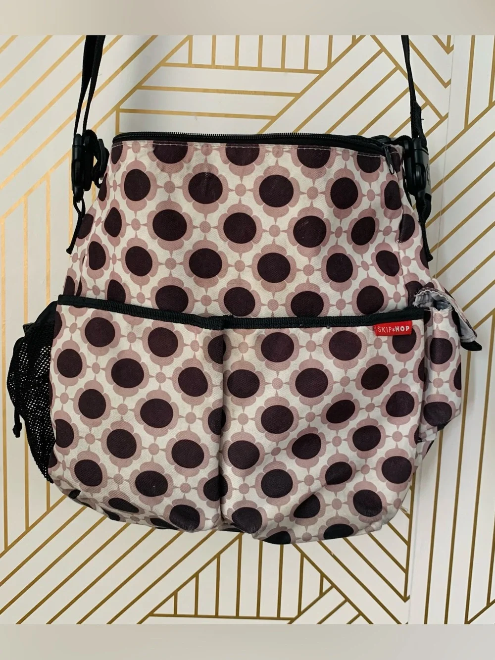 Skip Hop Diaper bag / baby bag abstract floral print pockets shoulder strap